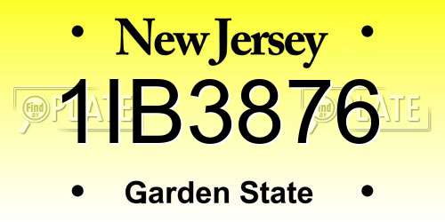1IB3876 New Jersey License Plate