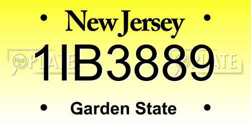 1IB3889 New Jersey License Plate