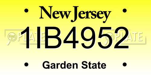1IB4952 New Jersey License Plate