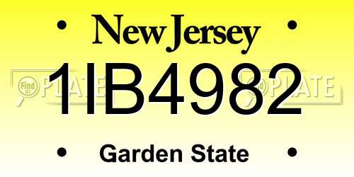 1IB4982 New Jersey License Plate
