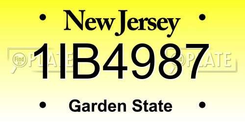 1IB4987 New Jersey License Plate