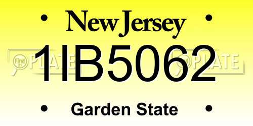 1IB5062 New Jersey License Plate
