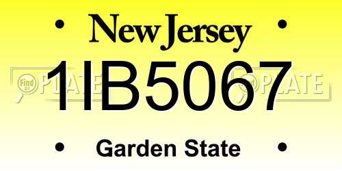 1IB5067 New Jersey License Plate