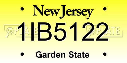 1IB5122 New Jersey License Plate