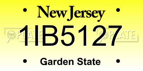 1IB5127 New Jersey License Plate