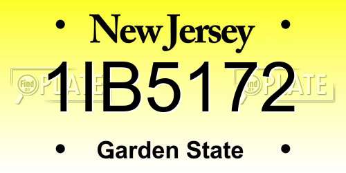 1IB5172 New Jersey License Plate