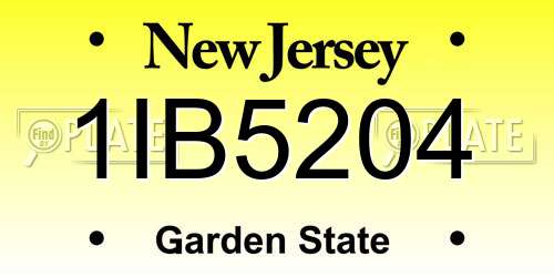 1IB5204 New Jersey License Plate