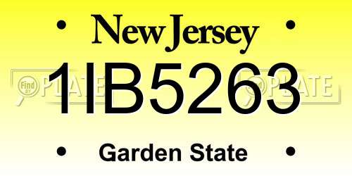 1IB5263 New Jersey License Plate