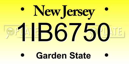 1IB6750 New Jersey License Plate