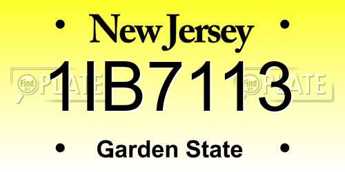 1IB7113 New Jersey License Plate