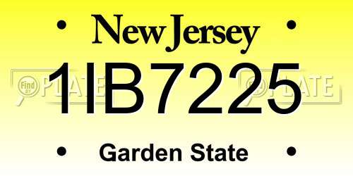 1IB7225 New Jersey License Plate
