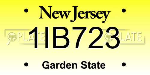 1IB723 New Jersey License Plate