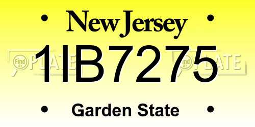1IB7275 New Jersey License Plate