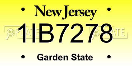 1IB7278 New Jersey License Plate