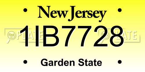 1IB7728 New Jersey License Plate