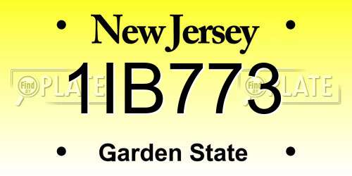 1IB773 New Jersey License Plate