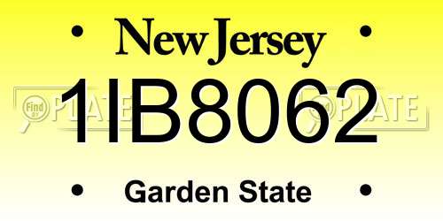 1IB8062 New Jersey License Plate