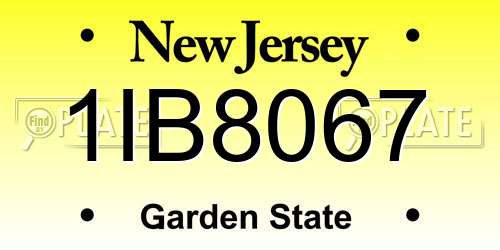 1IB8067 New Jersey License Plate