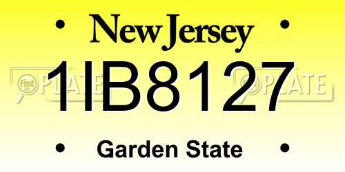 1IB8127 New Jersey License Plate