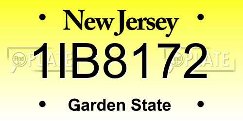 1IB8172 New Jersey License Plate