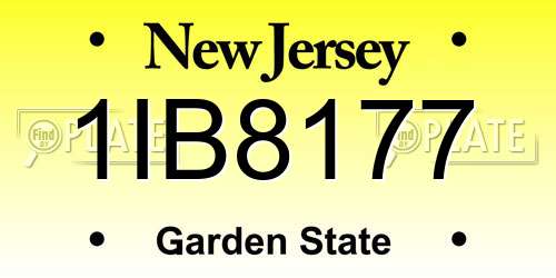 1IB8177 New Jersey License Plate