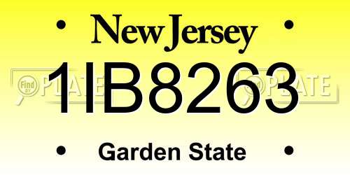 1IB8263 New Jersey License Plate