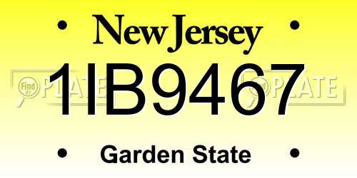 1IB9467 New Jersey License Plate