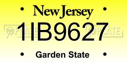1IB9627 New Jersey License Plate
