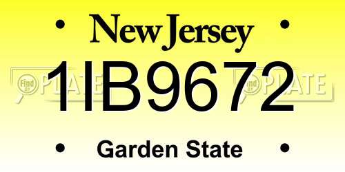 1IB9672 New Jersey License Plate