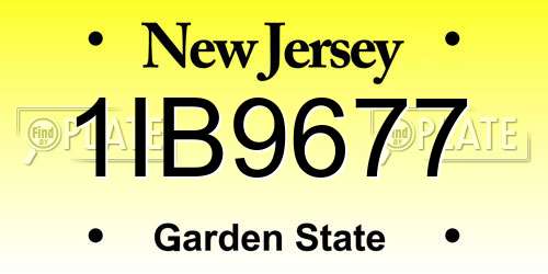 1IB9677 New Jersey License Plate