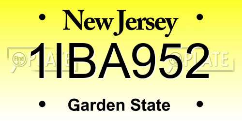1IBA952 New Jersey License Plate