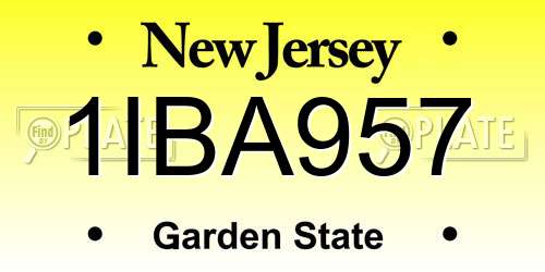 1IBA957 New Jersey License Plate