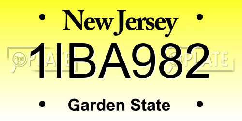1IBA982 New Jersey License Plate