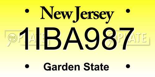 1IBA987 New Jersey License Plate