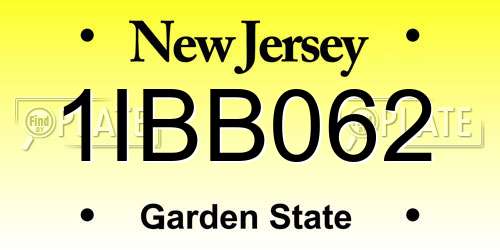1IBB062 New Jersey License Plate