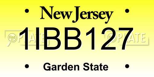 1IBB127 New Jersey License Plate