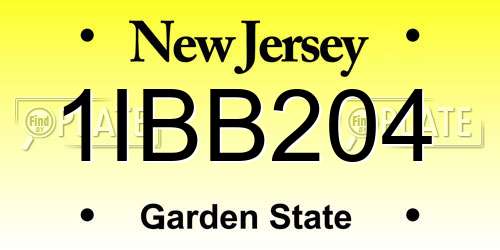 1IBB204 New Jersey License Plate