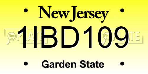 1IBD109 New Jersey License Plate