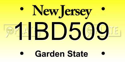 1IBD509 New Jersey License Plate