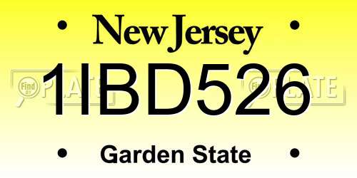 1IBD526 New Jersey License Plate