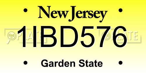 1IBD576 New Jersey License Plate