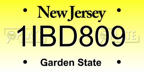 1IBD809 New Jersey License Plate