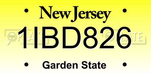 1IBD826 New Jersey License Plate