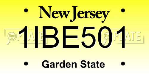 1IBE501 New Jersey License Plate