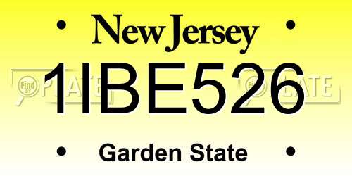 1IBE526 New Jersey License Plate