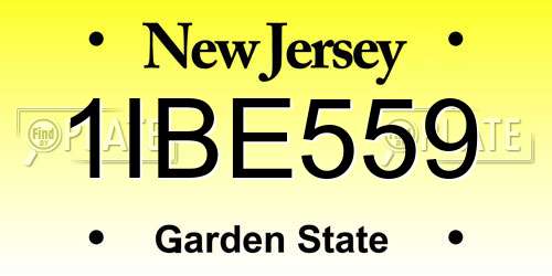 1IBE559 New Jersey License Plate