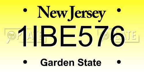 1IBE576 New Jersey License Plate