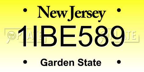 1IBE589 New Jersey License Plate