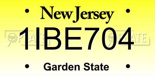 1IBE704 New Jersey License Plate