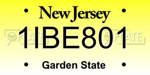 1IBE801 New Jersey License Plate